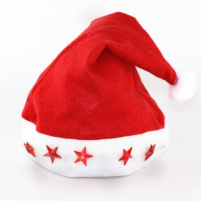 Decoris Gorro navideño con luces LED, 5 luces, rojo, 30x40cm 0 Decoris Gorro navideño con luces LED, 5 luces, rojo, 30x40cm 0