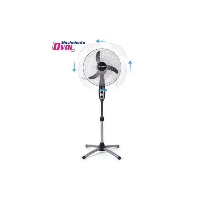 Orbegozo SF 0156 Ventilador de Pie 60W, Aspas 45cm, 3 Velocidades, Oscilación Oval, Altura Ajustable, Temporizador 2