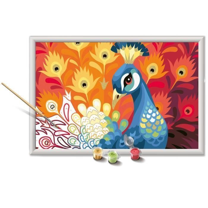 CreArt Kids Pavo Real 31x21cm, Kit de pintura por números, Edades 9+, 25907, Ravensburger 1