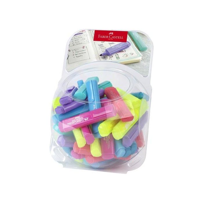 Marcador Fluor Faber-Castell Textliner 1546 Expositor Bombonera De 80 44X Amarillo 6X Rosa 6X Albaricoque 6X Lila 6X Azul Palido 6X Turquesa 6X Aquamarina