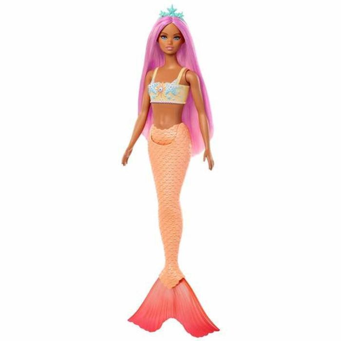Mattel Muñeca Barbie Sirena con Cola Rígida, Diadema, Corpiño de Conchas y Cola de Colores - Modelos Surtidos, Edad +3 Años 3