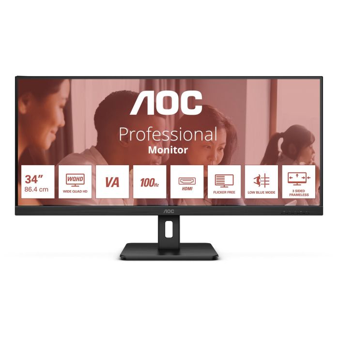 AOC U34E2M Monitor 34" Wide Quad HD 100Hz 4ms HDMI Negro
