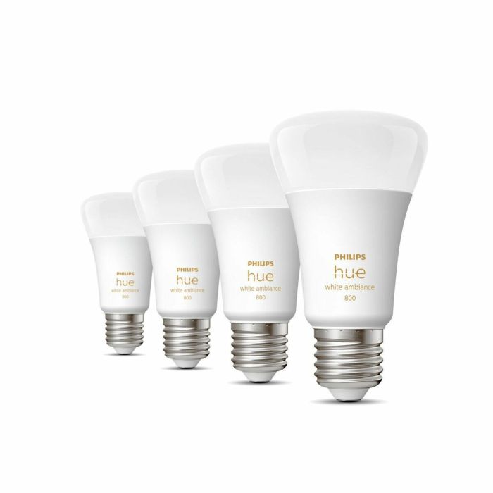 Philips Hue White Ambiance, bombilla LED conectada E27, 60W equivalente, 800 lumen, 4 paquete, Bluetooth Compatible 2