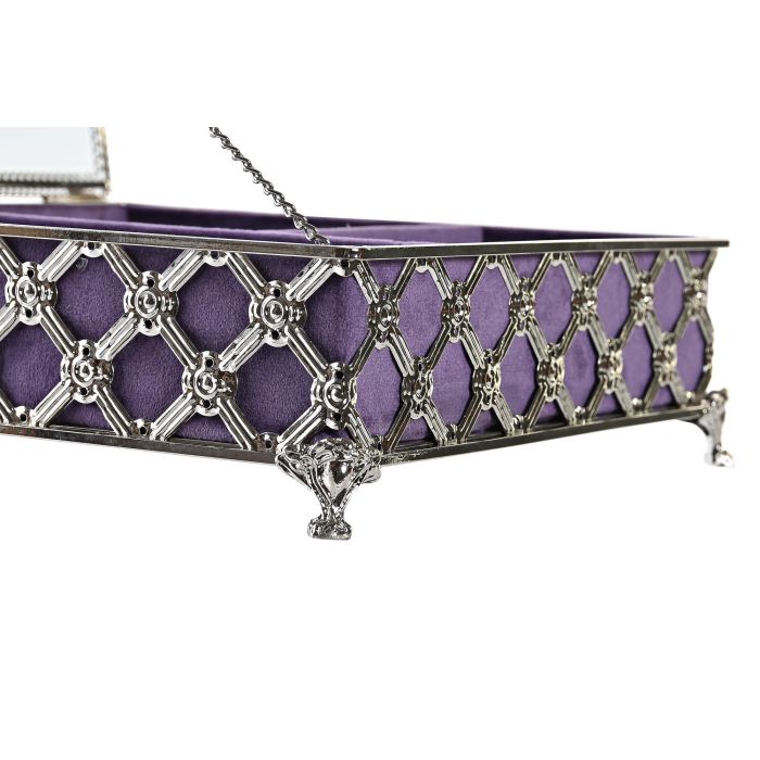 DKD Home Decor Joyero Tradicional Lila Plateado Metal Cristal 22 x 7 x 22 cm 2