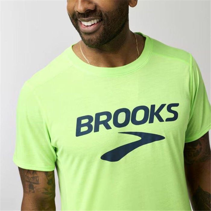 Camiseta de Manga Corta Hombre Brooks Distance Sleeve 3.0 Verde Camiseta de Manga Corta Hombre Brooks Distance Sleeve 3.0 Verde