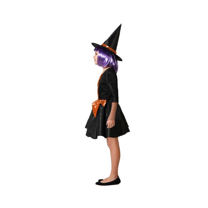 Disfraz Infantil de Bruja con Vestido Corto Naranja y Sombrero 1