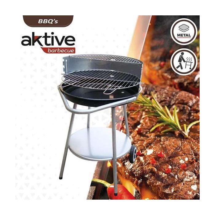 Barbacoa de Carbón con Ruedas Aktive Metal esmaltado 51 x 82 x 51 cm Negro 6