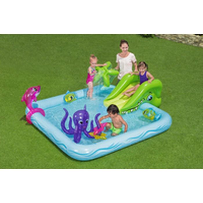 Bestway Piscina Infantil Zona de Juegos Acuático Fantástico 239 x 206 x 86 cm con Fuente y Tobogán 16