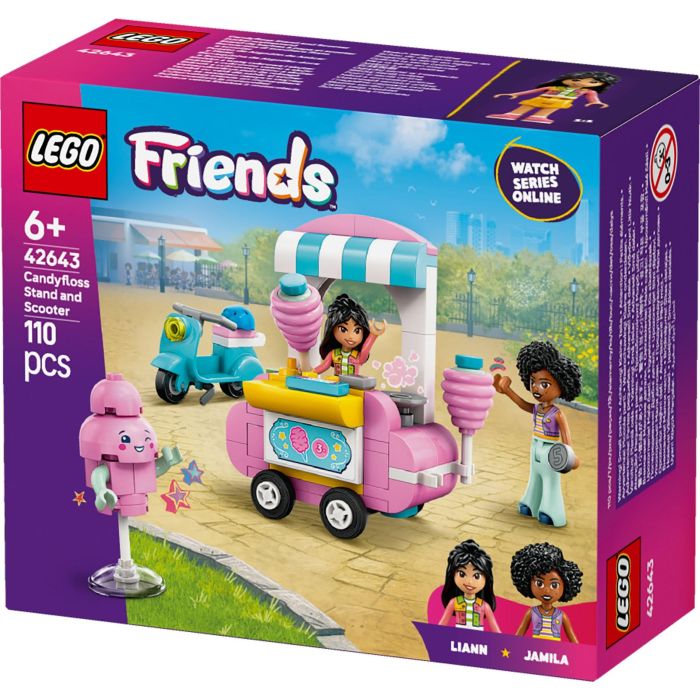 LEGO Friends 42643 - Puesto de Algodón de Azúcar y Moto, Set de Construcción con 2 Minipersonajes y Accesorios. Edad +6 años. 10