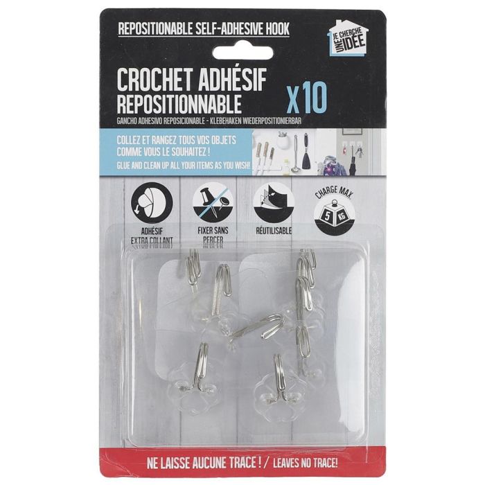 Je cherche une Idee Juego de 10 Ganchos Adhesivos, Reposicionables, Soporta hasta 5 kg, PVC y Acrílico, Transparente 2 Je cherche une Idee Juego de 10 Ganchos Adhesivos, Reposicionables, Soporta hasta 5 kg, PVC y Acrílico, Transparente 2