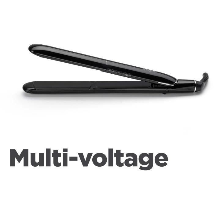 BaByliss ST255E Plancha de Pelo Smoother Sleek Finish, Placas Cerámica Turmalina 25x95mm, 3 Temperaturas hasta 230°C, Multivoltaje 4