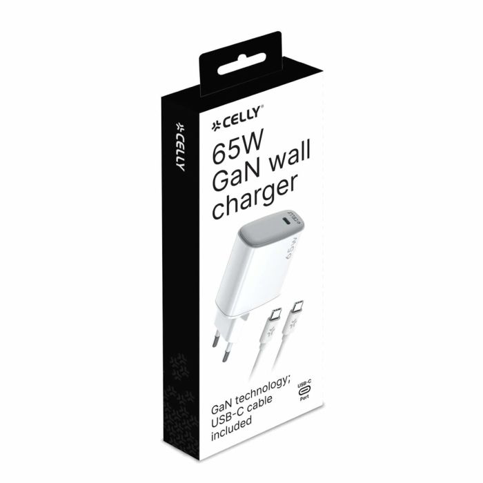 Cargador de Pared Celly UPTC1USBC65WCTC Blanco 2 Cargador de Pared Celly UPTC1USBC65WCTC Blanco 2