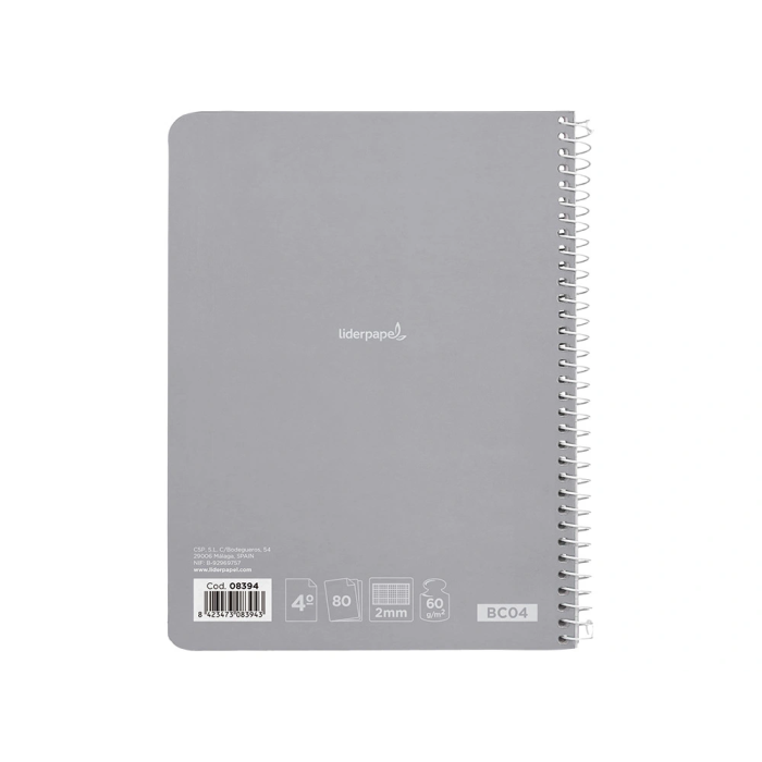 Liderpapel Cuaderno espiral smart cuarto tapa blanda 80 hojas 60gr milimetrado colores surtidos 3
