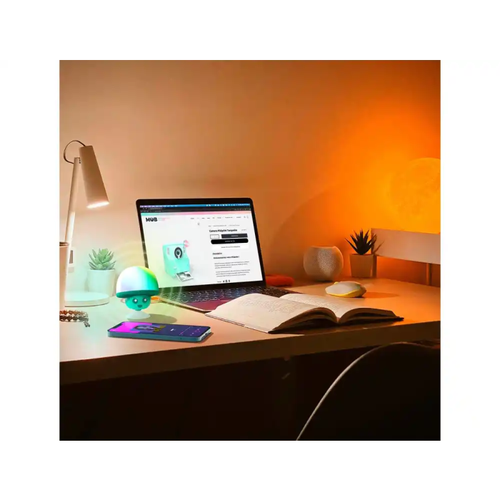 Wondee Altavoz Inalámbrico Iluminado Mega Mush con Forma de Seta y Ventosa, 3W 3