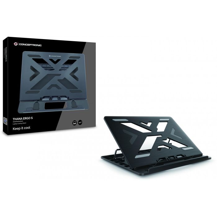 Conceptronic Soporte Base Refrigeración Portátiles hasta 15.6" Ergonómico con Ajuste de Altura y Diseño Disipador de Calor 1