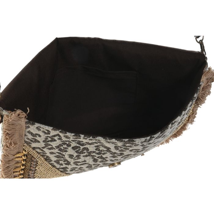 DKD Home Decor Bolso Mediterraneo Beige Crema Viscosa Polyester 33 x 25 x 3 cm (4 Unidades) 1