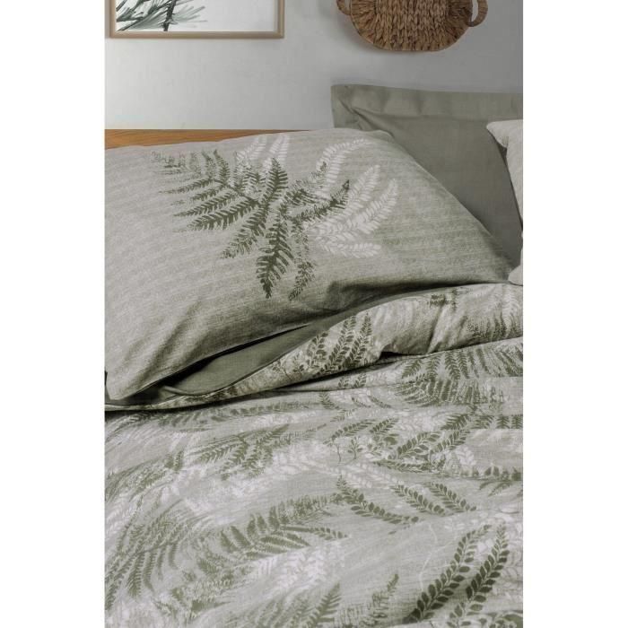 Juego de cama - 1 funda nórdica 220x240 cm + 2 fundas de almohada 60x60 cm - 100% algodón - Caqui 2 Juego de cama - 1 funda nórdica 220x240 cm + 2 fundas de almohada 60x60 cm - 100% algodón - Caqui 2