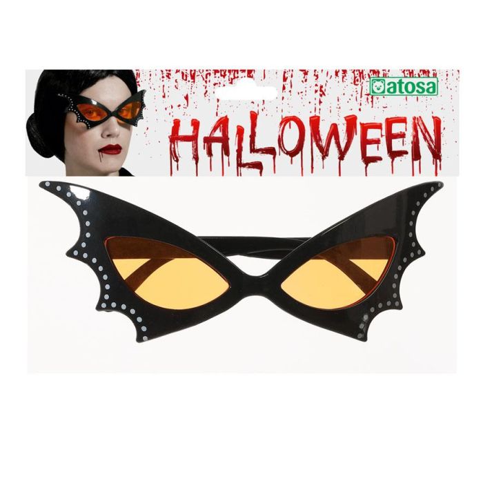 Gafas Vintage Negras con Lentes Rojas y Detalles de Murciélago - Perfectas para Halloween y Fiestas Temáticas 1