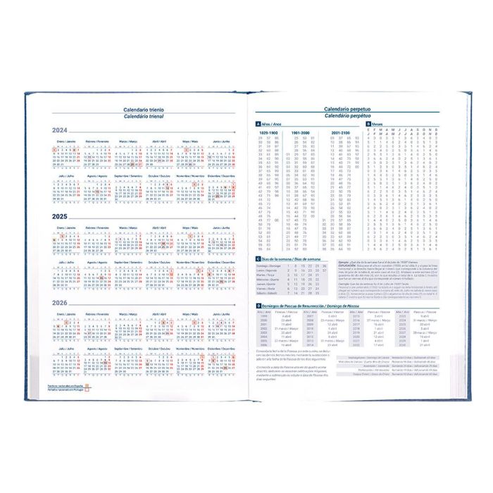 Agenda Encuadernada Liderpapel Creta 170x240 mm 2025 Dia Pagina Color Azul Papel 70 gr 6