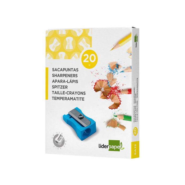 Sacapuntas Liderpapel Metalico Cuña 1 Uso Color Azul 20 unidades 5