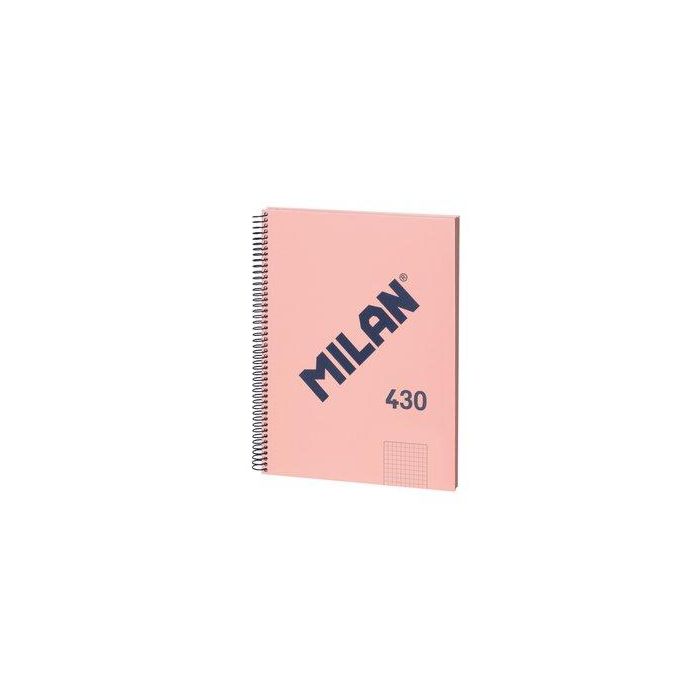 Milán Cuaderno A4 Colección 430 since 1918 con Espiral Cuadriculado 5x5 mm Rosa Tapa Dura 80 Hojas Papel 95gr