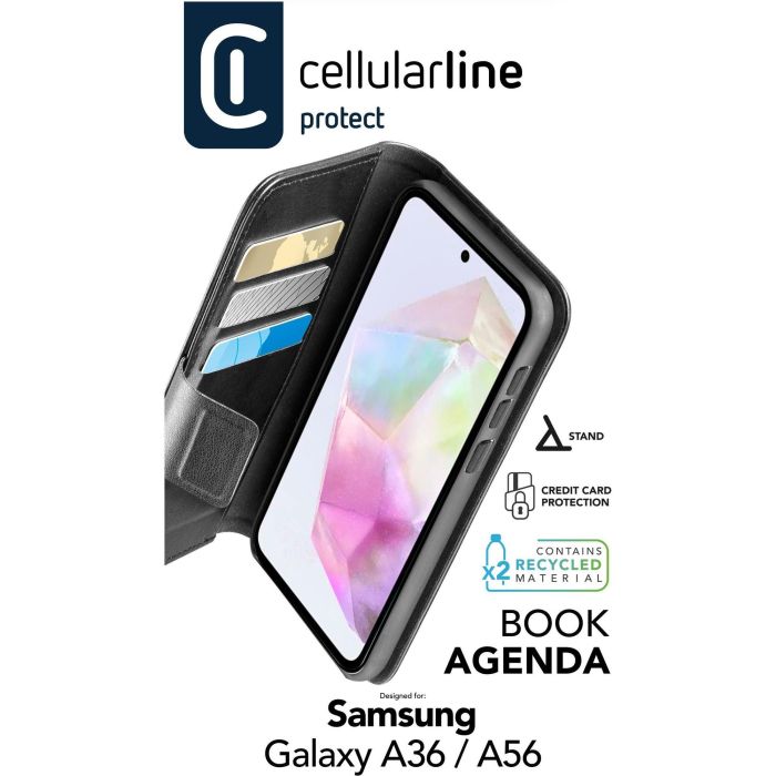 Cellularline Book Agenda 2 Case Samsung A36 5G/ A56 5G Black 1