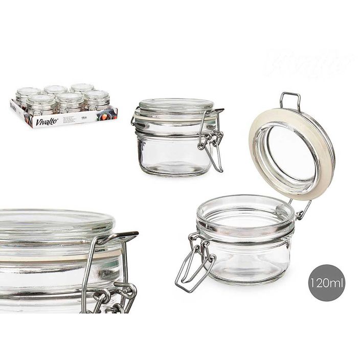 Tarro Conserva Hermético Vivalto 120 ml Transparente 11.3x7x8.3 cm (36 Unidades) Tarro Conserva Hermético Vivalto 120 ml Transparente 11.3x7x8.3 cm (36 Unidades)