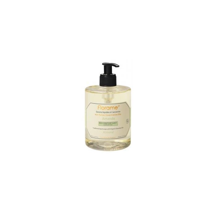 FLORAME Jabón Líquido de Manos Nutritivo con Almendra, 500 ml. Piel seca/sensible, Vegano, Certificado Cosmos Organic
