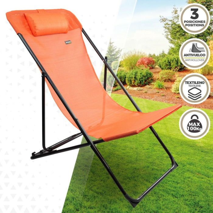 Tumbona reclinable Aktive Naranja 53 x 87 x 78 cm (4 Unidades) 5