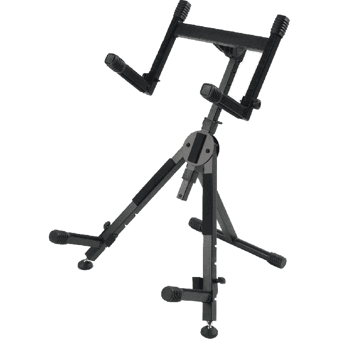 Quiklok Soporte Amplificador/Monitor 2 Niveles Ajustable Formato "X" Acero Negro Plegable para Suelo