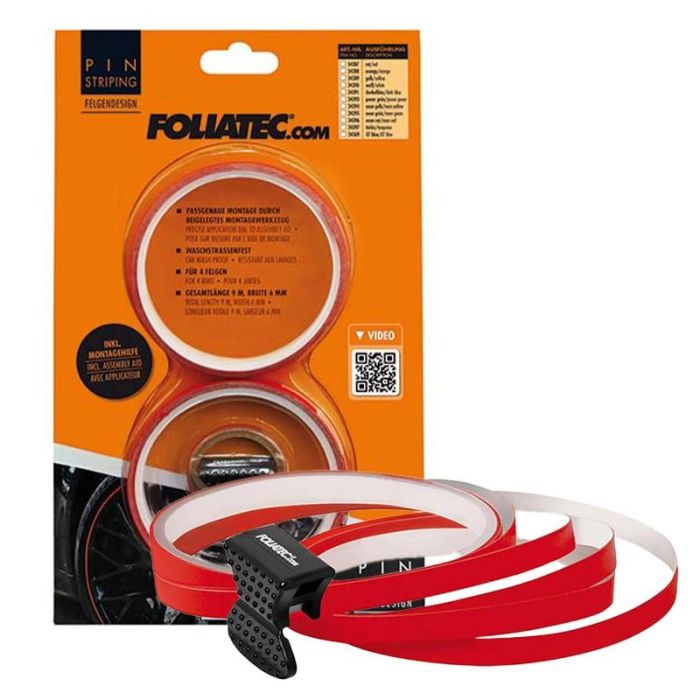 Foliatec FO34387 Tiras Decorativas Autoadhesivas para Llantas Pin Striping Rojo 6mm x 8.6m (para 4 llantas) con Ayuda de Montaje 0 Foliatec FO34387 Tiras Decorativas Autoadhesivas para Llantas Pin Striping Rojo 6mm x 8.6m (para 4 llantas) con Ayuda de Montaje 0