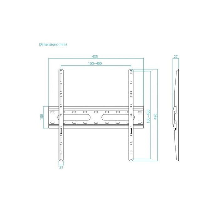 Soporte de Pared Fijo TooQ LP1072F-B para TV de 32-70"/ hasta 45kg 3