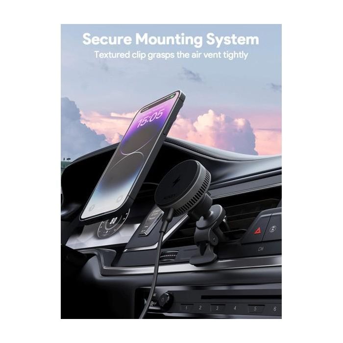 Aukey MagFusion Dash Pro MagSafe Wireless Charging Air Vent Mount 5
