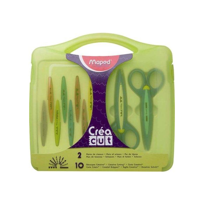 Tijeras Escolares Maped Recortes Creativos Crea Cut (Fibra De Vidrio) Estuche De 2+10 Cortes