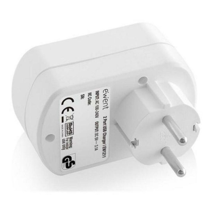 Enchufe Pared con 2 Puertos USB Ewent EW1211 3,1 A 3 Enchufe Pared con 2 Puertos USB Ewent EW1211 3,1 A 3