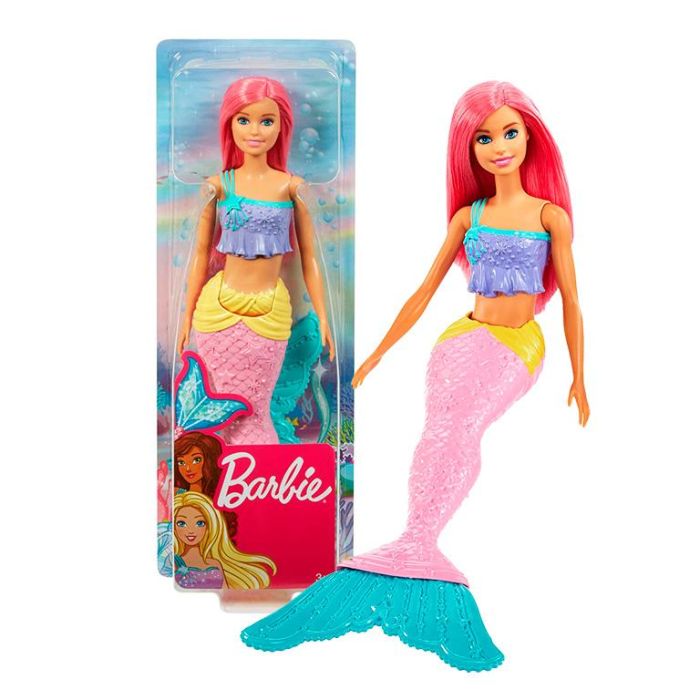Muñeca Barbie Sirena Pelo Rosa Top Azul Ggc09 Mattel