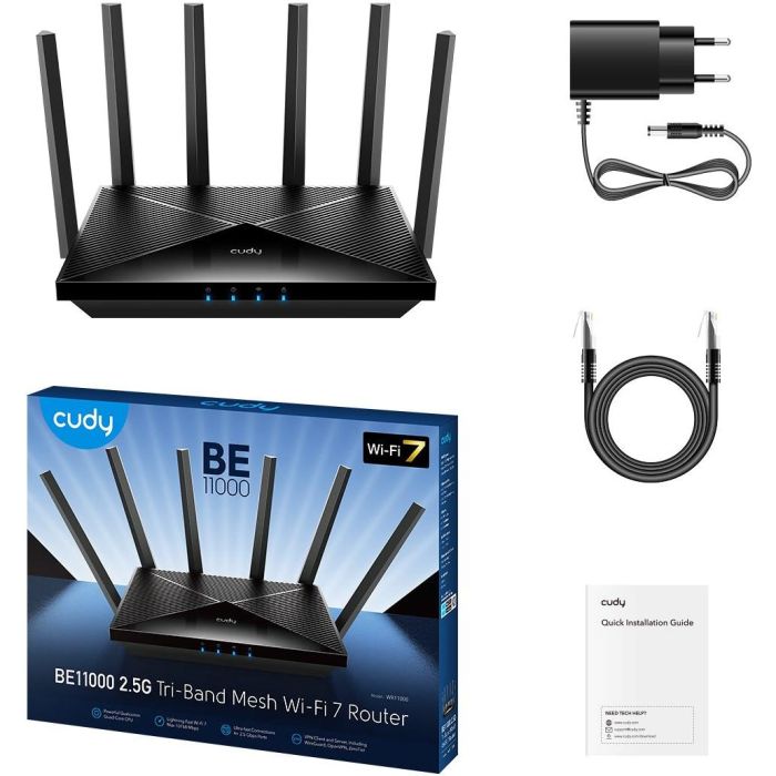 Cudy BE11000 Router Wi-Fi 7 Tribanda (2.4/5/6 GHz) 2.5G Ethernet Mesh para un rendimiento óptimo en red 2