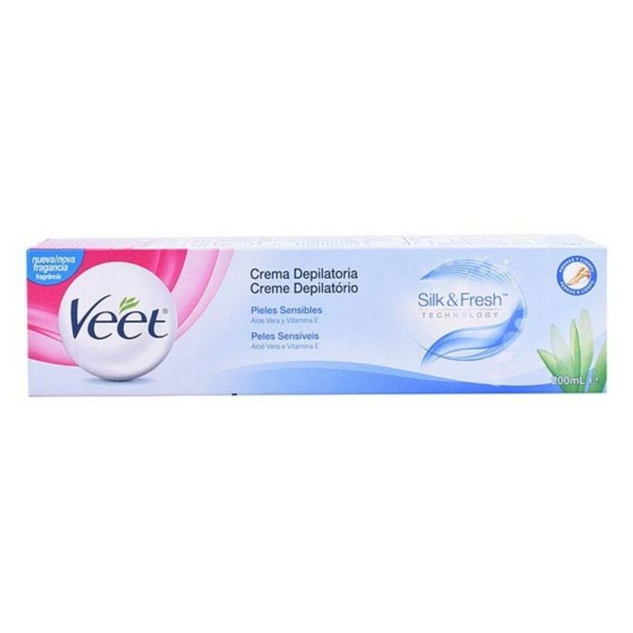 Veet Crema Depilatoria Piel Sensible con Aloe Vera y Vitamina E 200 ml para Mujer Piernas Brazos Axilas Ingles