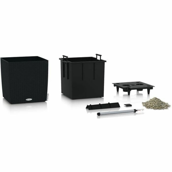 Maceta LECHUZA Cube Cottage 50 - kit completo, negro grafito 4