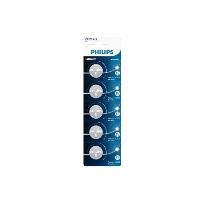 Pack de 5 Pilas de Botón Philips CR2025P5/01B Lithium/ 3V Pack de 5 Pilas de Botón Philips CR2025P5/01B Lithium/ 3V