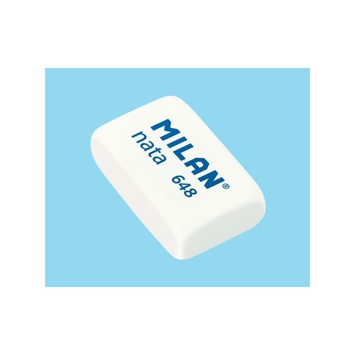 Milan Goma 648 Nata 3,1x1,9x0,9 cm Blanco -Caja 48U- Milan Goma 648 Nata 3,1x1,9x0,9 cm Blanco -Caja 48U-