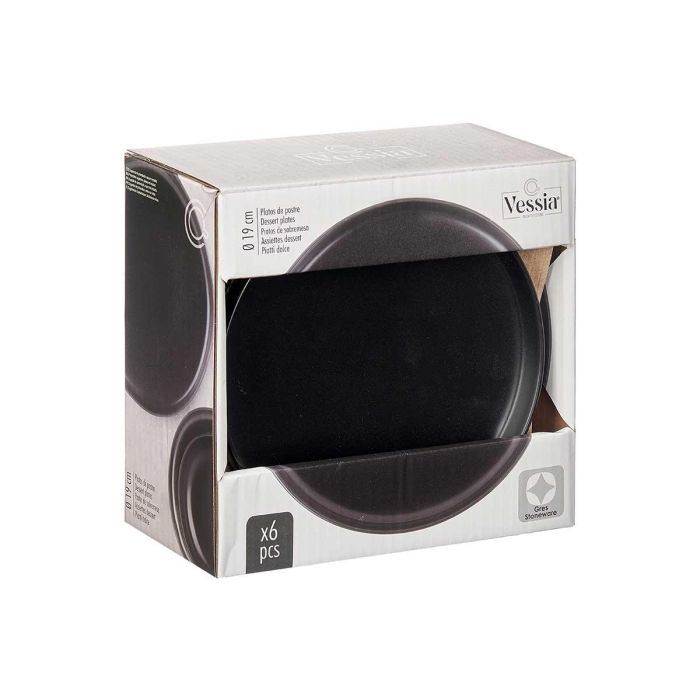 Plato Postre Gres Negro 20 cm Vessia - Cerámica (36 Unidades) 2 Plato Postre Gres Negro 20 cm Vessia - Cerámica (36 Unidades) 2