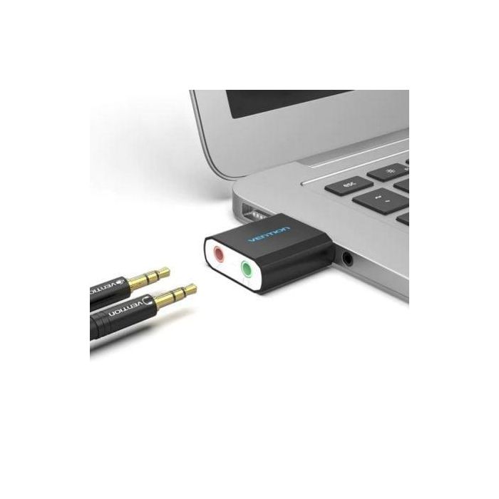 Vention VAB-S17-B Tarjeta de Sonido Externa USB 2.1 Canales para Auriculares y Micrófono, Chip Reducción Ruido, Negro, Compatible PS4 1 Vention VAB-S17-B Tarjeta de Sonido Externa USB 2.1 Canales para Auriculares y Micrófono, Chip Reducción Ruido, Negro, Compatible PS4 1