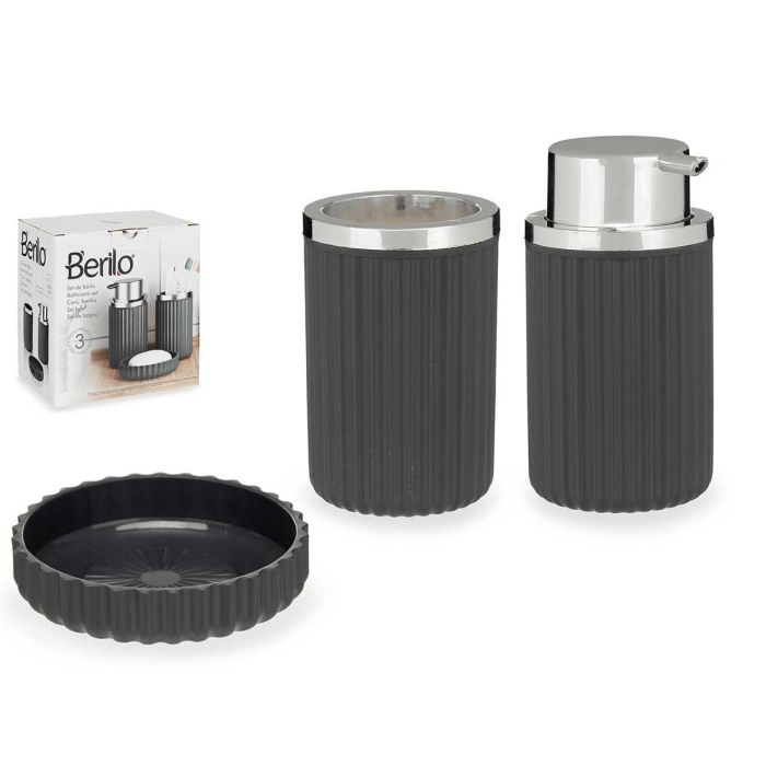 Set Baño 3 Pzs Antracita Berilo 10X16CM (12 Unidades) Set Baño 3 Pzs Antracita Berilo 10X16CM (12 Unidades)