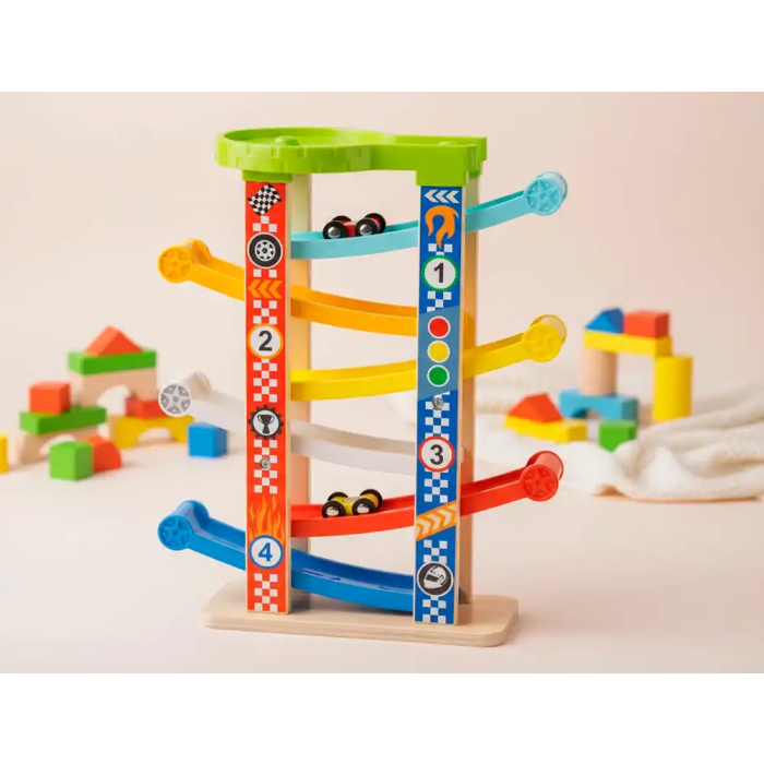 Imaginovo Juego Infantil Torre de Deslizamiento con 7 Niveles, Incluye 6 Coches, +18 Meses, 38x32x14cm 2