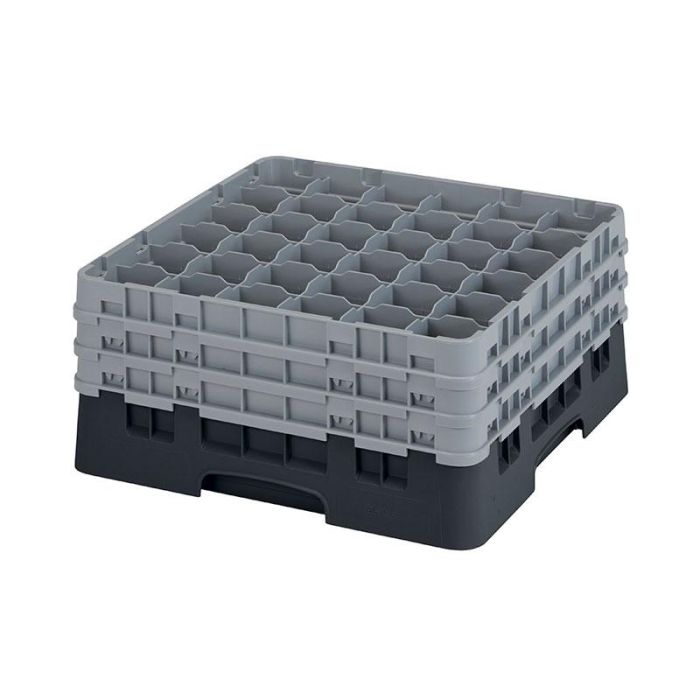 CAMBRO - 36S738-110 - Cesta de lavado 36 comp. 3 alturas - 7,2 cm Ø máx. - alt. máx. 20 cm - 50 x 50 x 22,5 cm - Negro