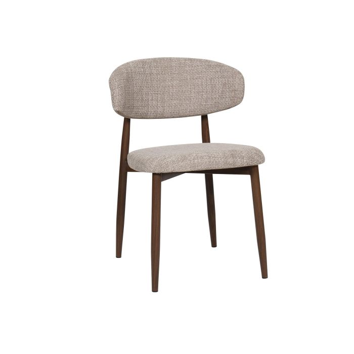 DKD Home Decor Silla Urban Yamap de Metal y Poliéster Beige Nogal, acabado Símil Madera, 52 x 78 x 54 cm (2 Unidades)