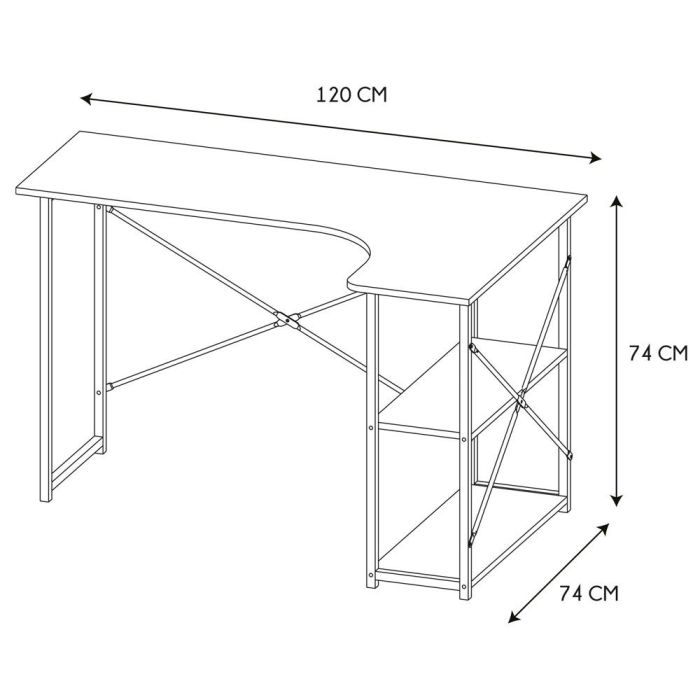 Home Deco Factory Escritorio Esquinero Job Negro Colección Industriel, Madera con Patas Negras, 120x74 cm 5