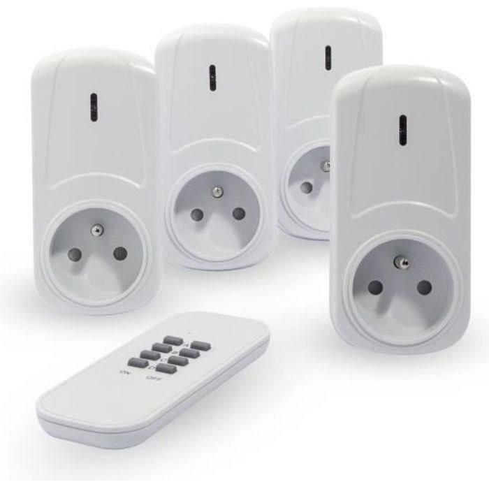 CHACON Kit de 4 tomas de encendido / apagado con control remoto + control remoto CHACON Kit de 4 tomas de encendido / apagado con control remoto + control remoto