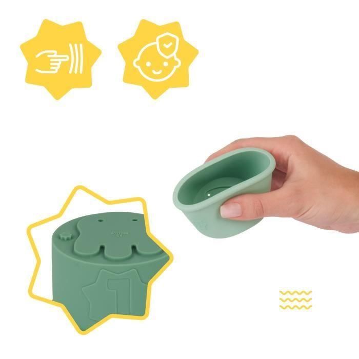 Badabulle Juego de 7 vasos apilables numerados - Juguetes de baño de silicona suave 4 Badabulle Juego de 7 vasos apilables numerados - Juguetes de baño de silicona suave 4